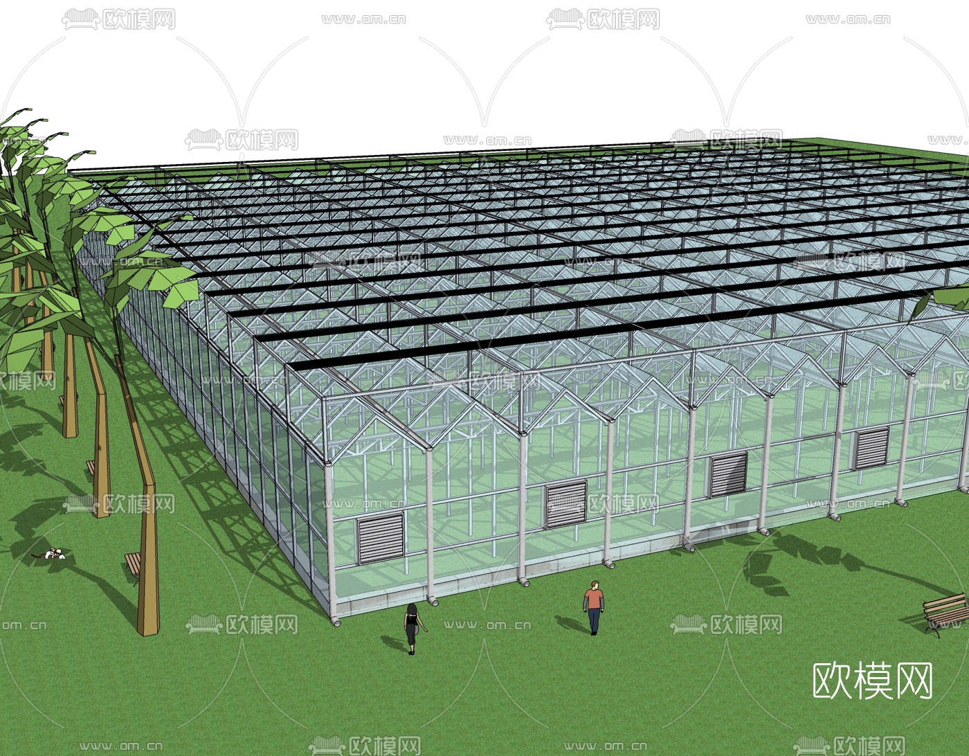 现代温室大棚免费su模型下载