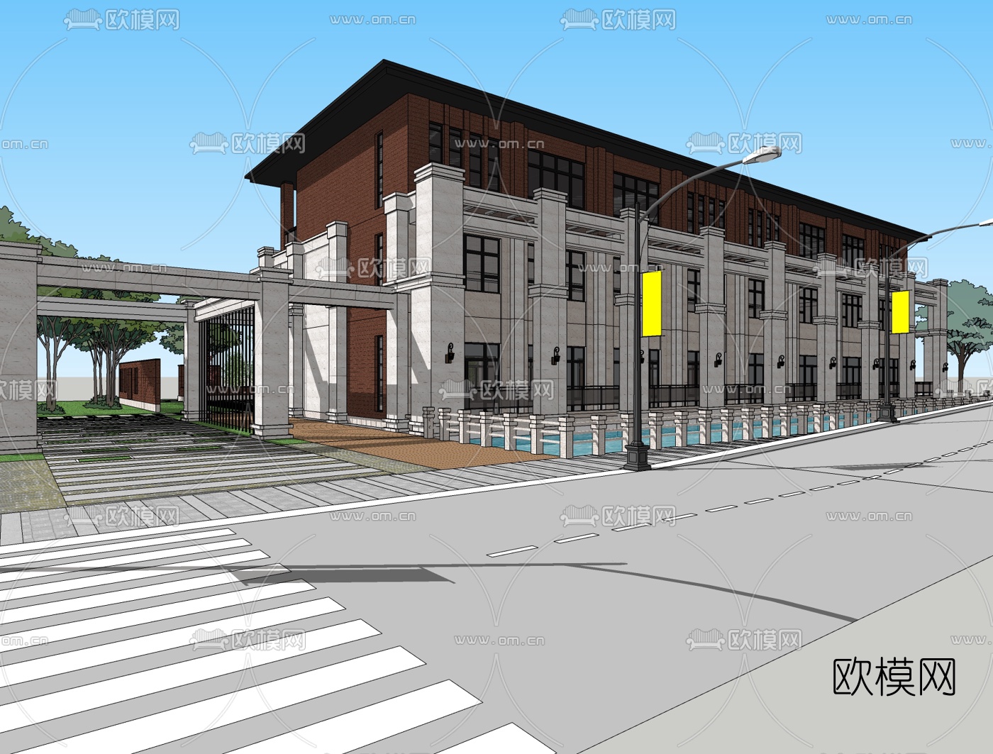 欧式幼儿园免费su模型下载（渲染图2）