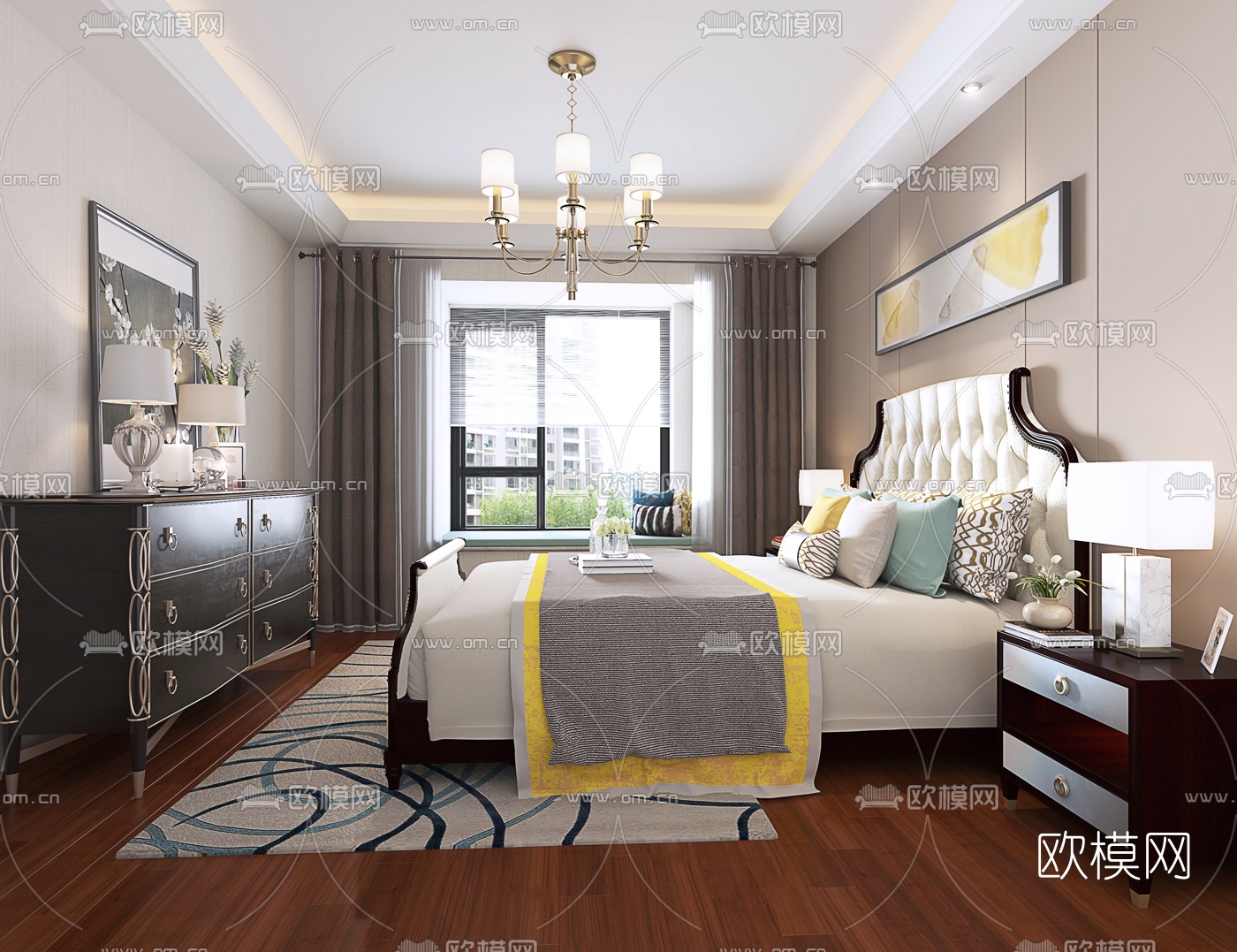 简欧卧室免费3d模型下载
