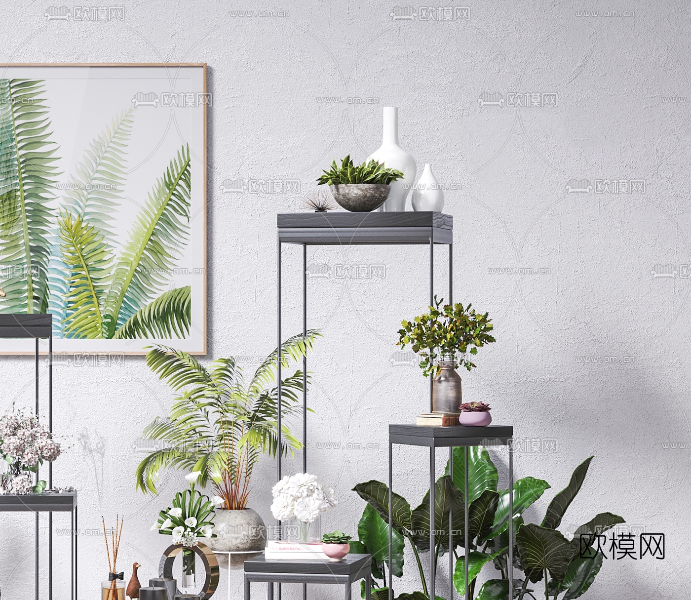 现代植物盆栽3d模型