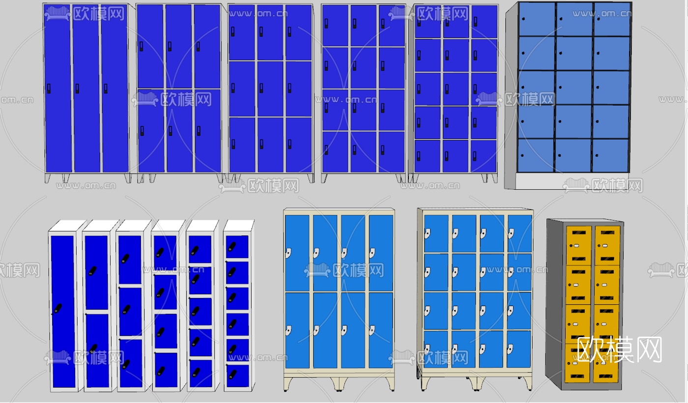 现代超市寄存柜储物柜su模型下载（渲染图1）
