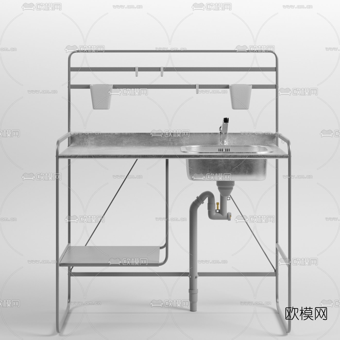 工业风不锈钢洗衣台3d模型下载