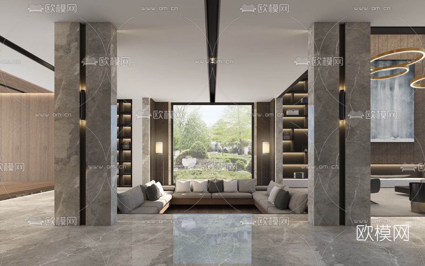 现代休息区3d模型下载