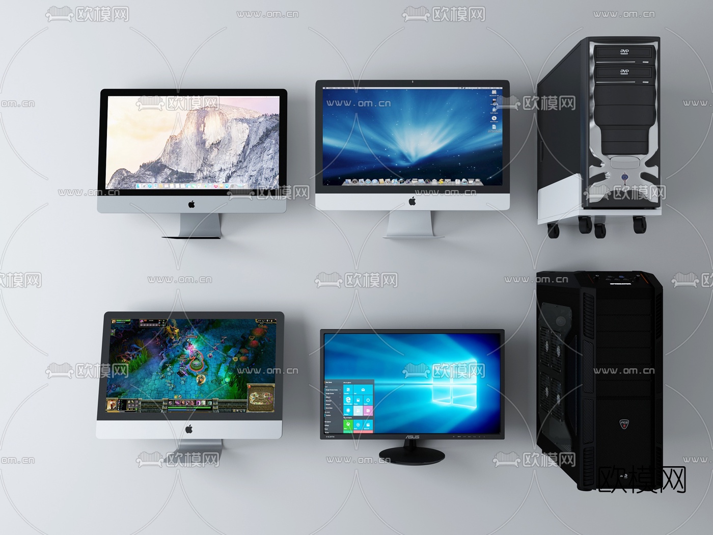 现代电脑手机组合3d模型下载（渲染图3）