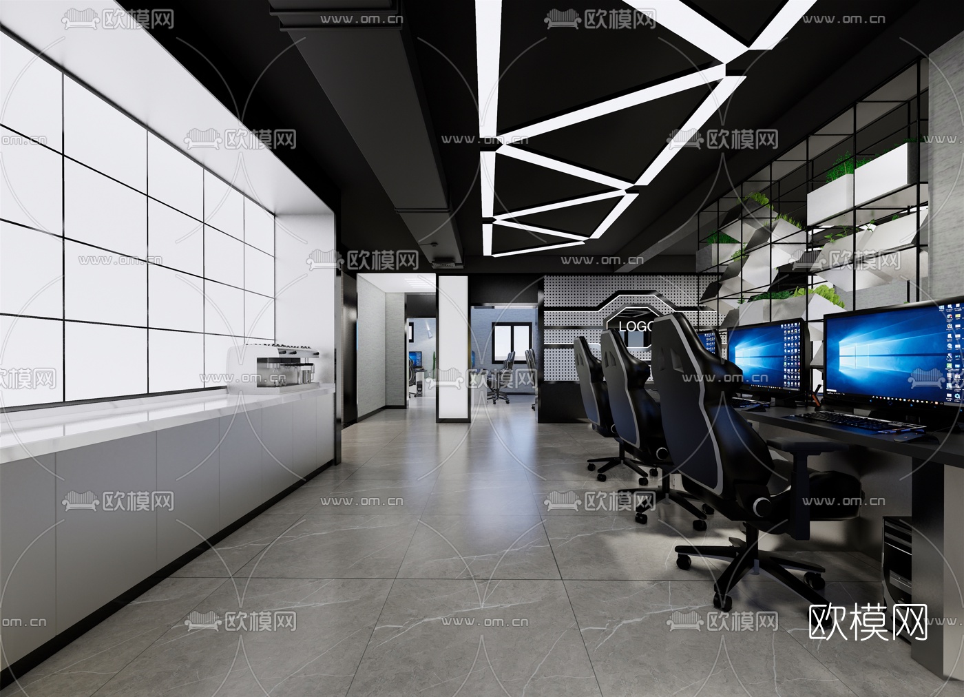 现代超市网吧su模型下载（渲染图5）