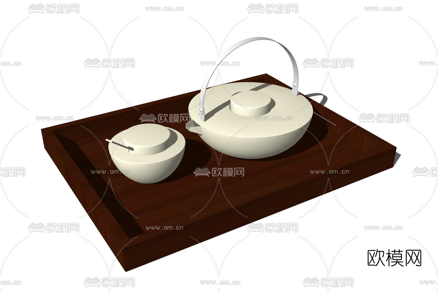 现代茶壶茶杯组合免费su模型下载