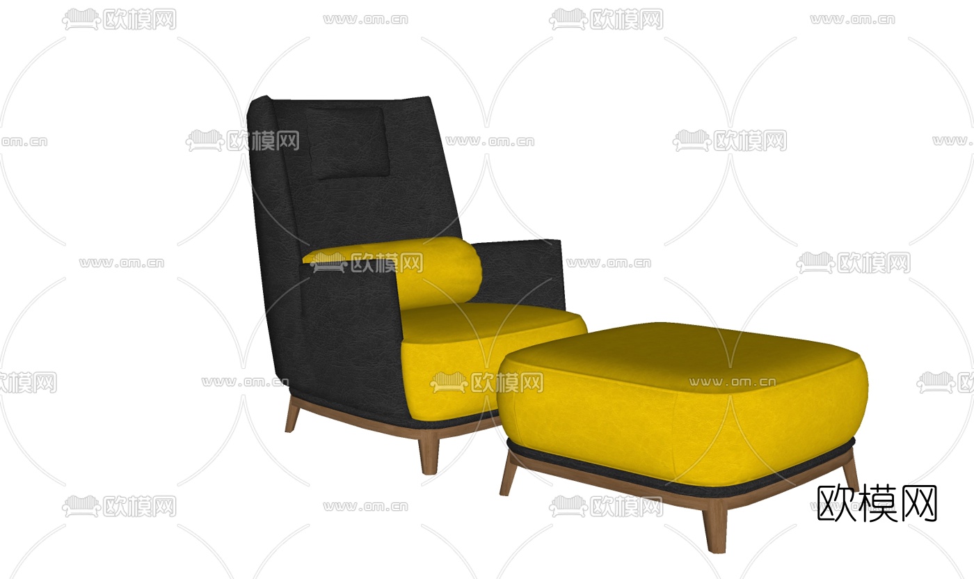 现代布艺休闲沙发su模型下载