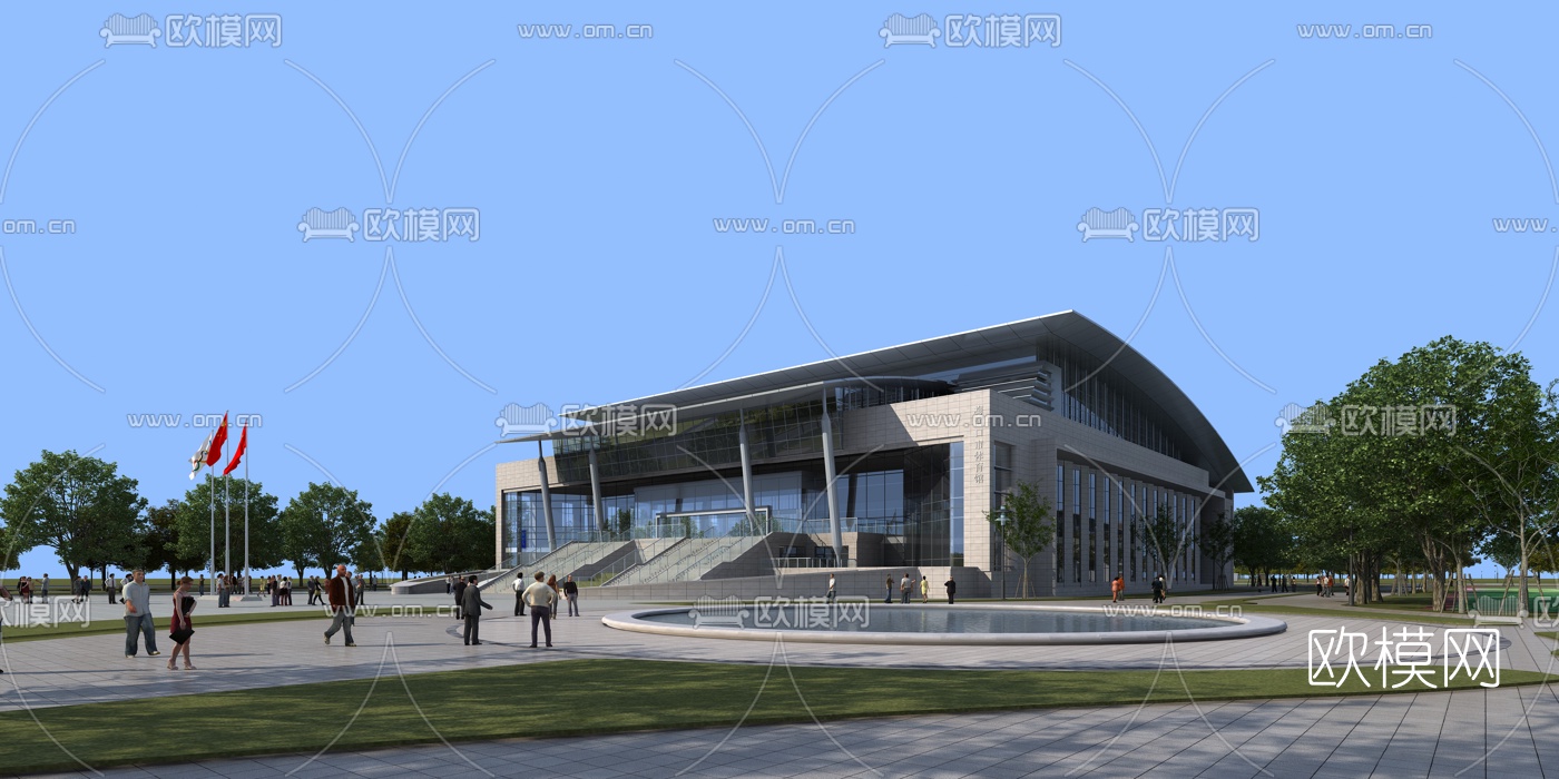 现代体育馆建筑外观3d模型