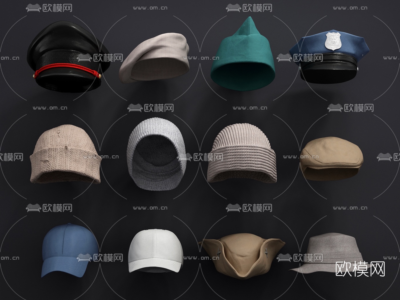 现代帽子头饰3d模型