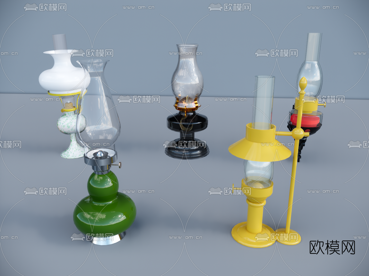 工业风煤油灯su模型