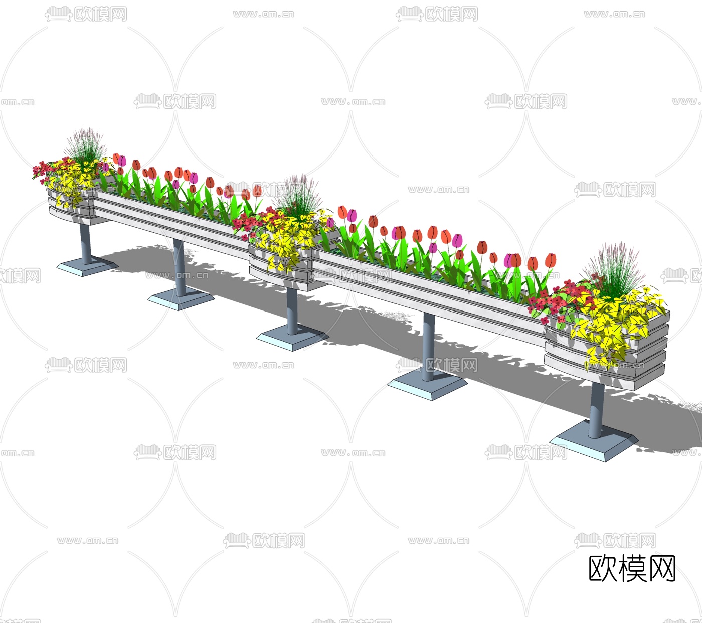 现代花箱免费su模型下载