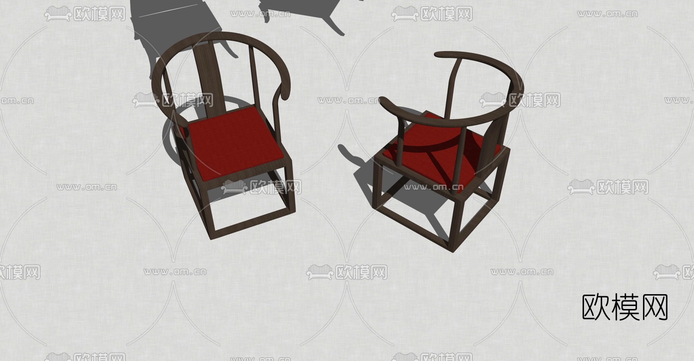 新中式单椅组合su模型下载（渲染图4）