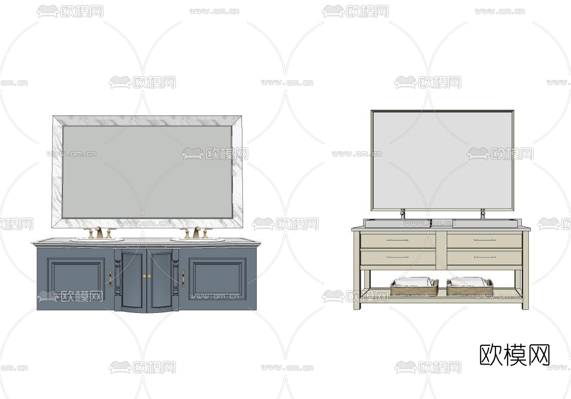 欧式洗手台su模型下载