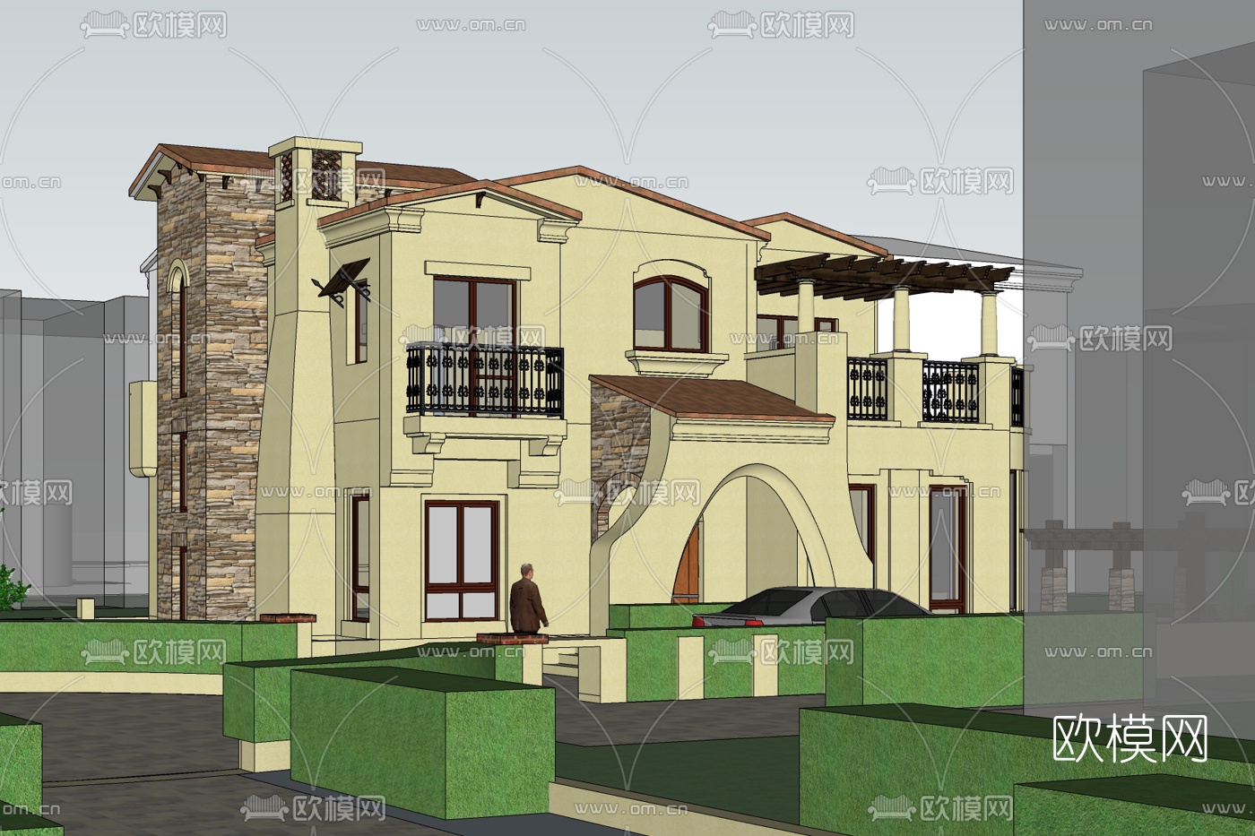 欧式别墅外观免费su模型下载