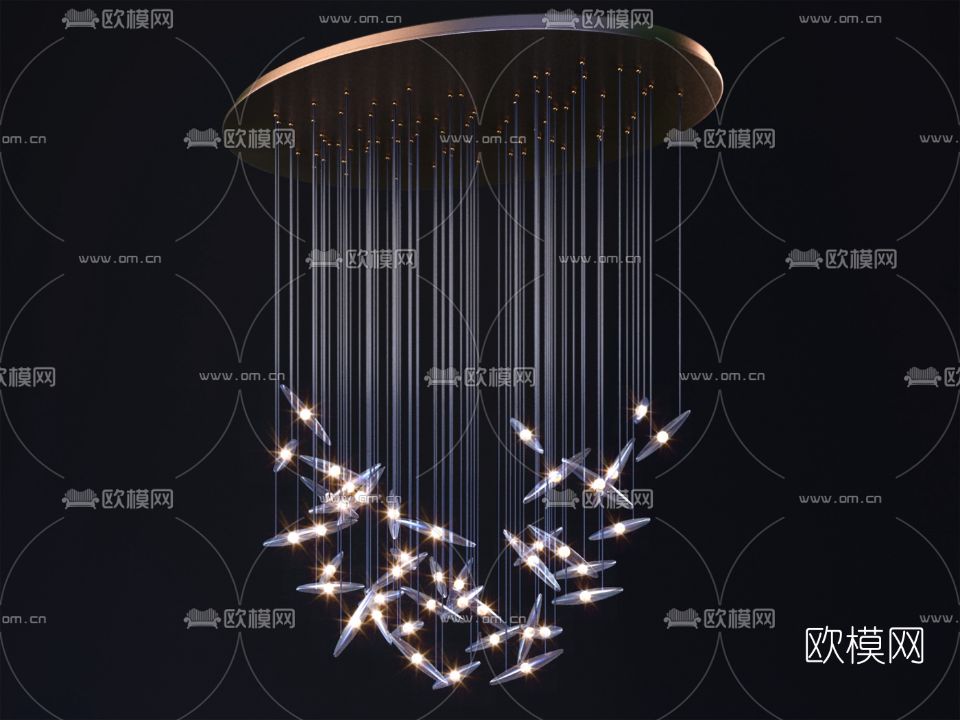 现代水晶装饰吊灯3d模型-免费3dmax模型库-欧模网
