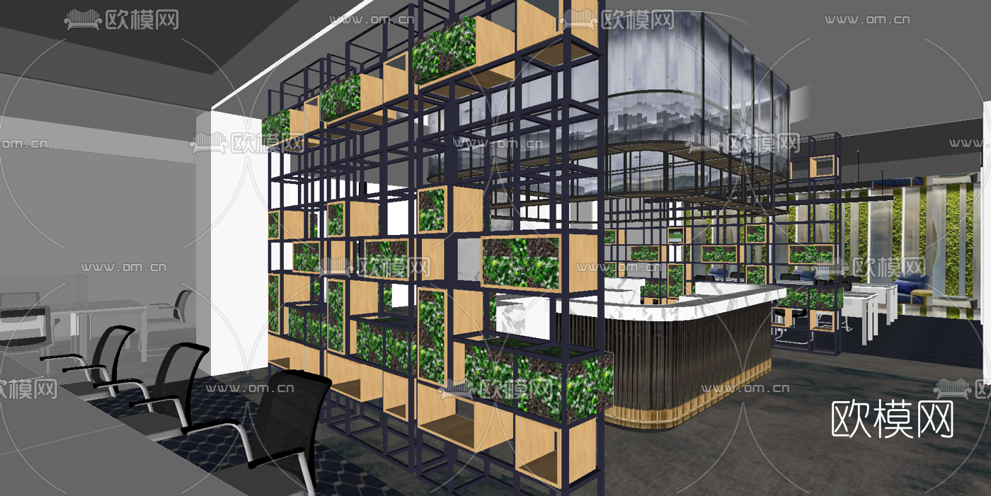 现代书吧阅览室su模型下载（渲染图5）