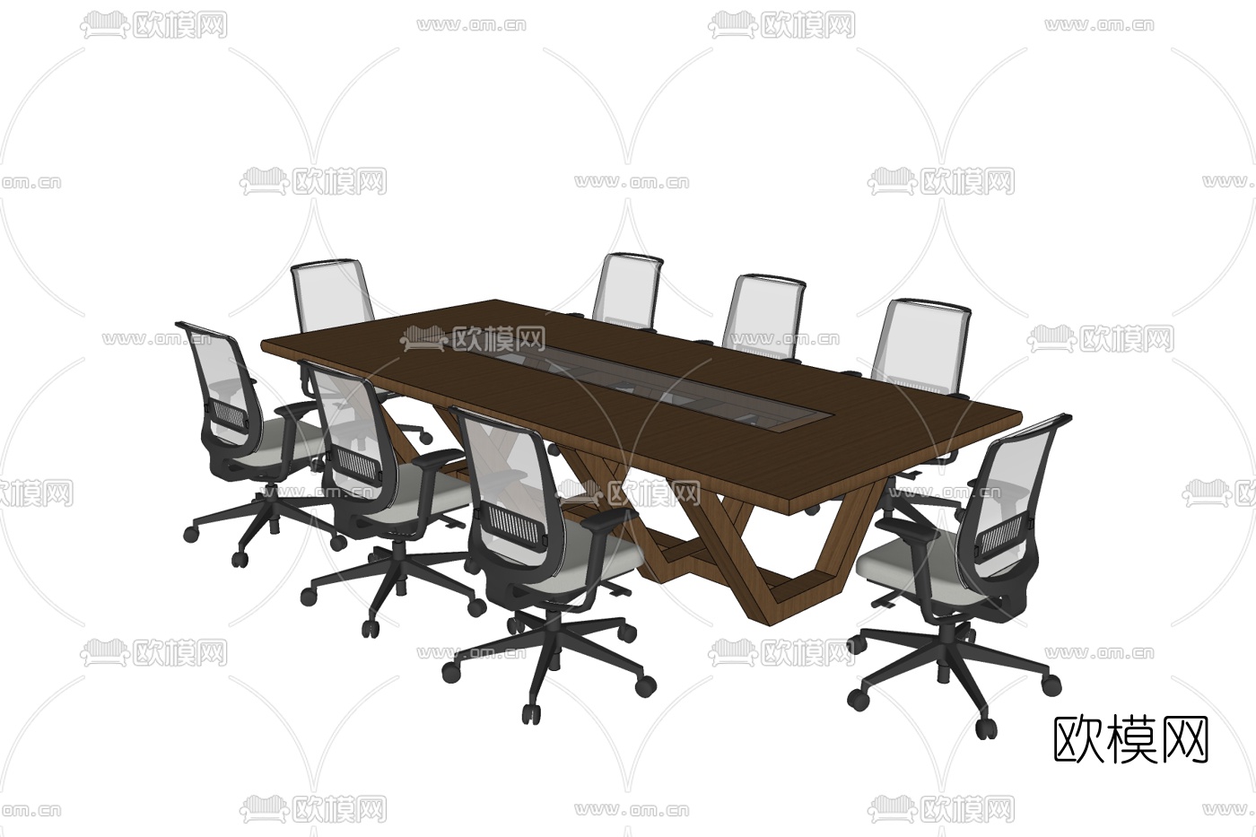 现代会议桌椅免费su模型下载