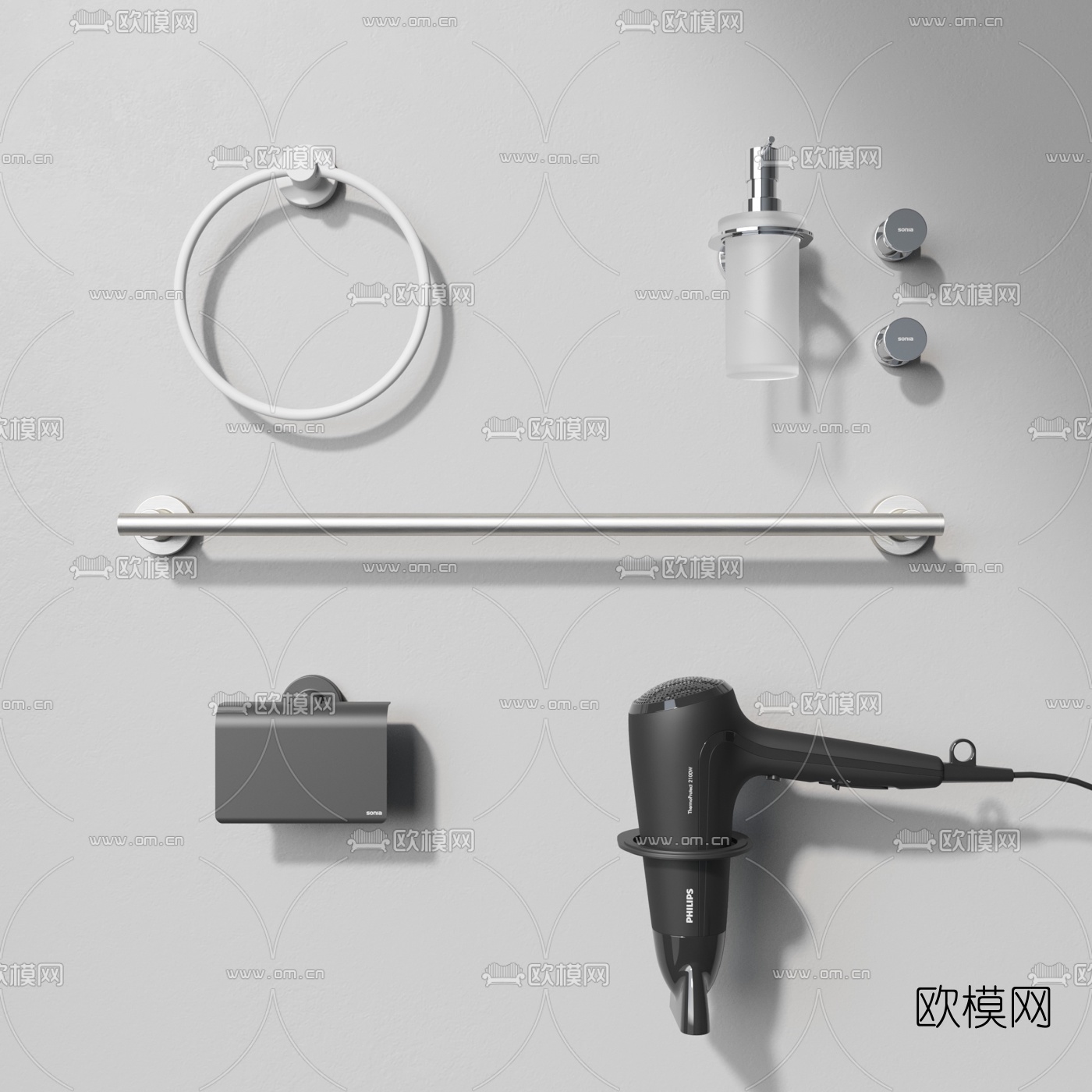 现代卫浴小件吹风机3d模型