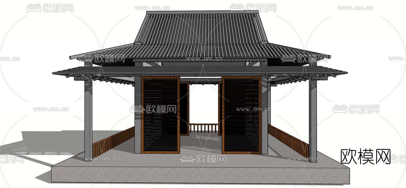 东南亚凉亭su模型下载