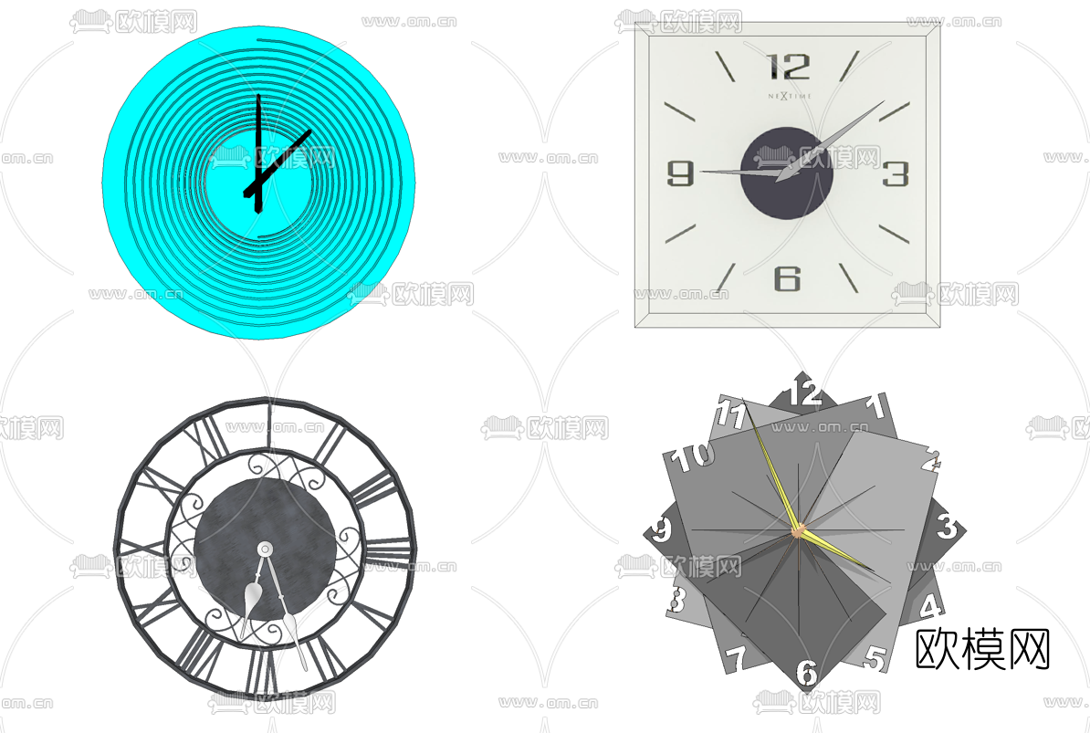 现代时钟挂钟su模型下载