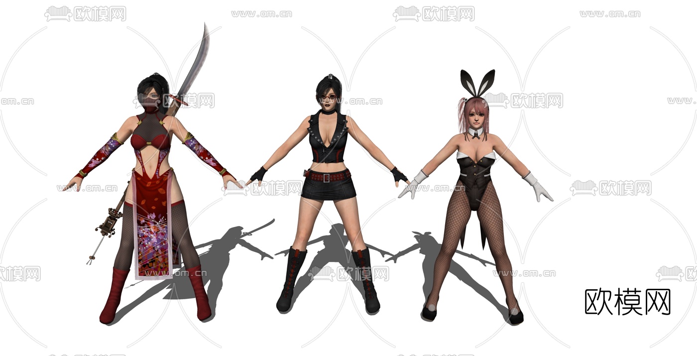 现代女性游戏人物su模型下载（渲染图2）