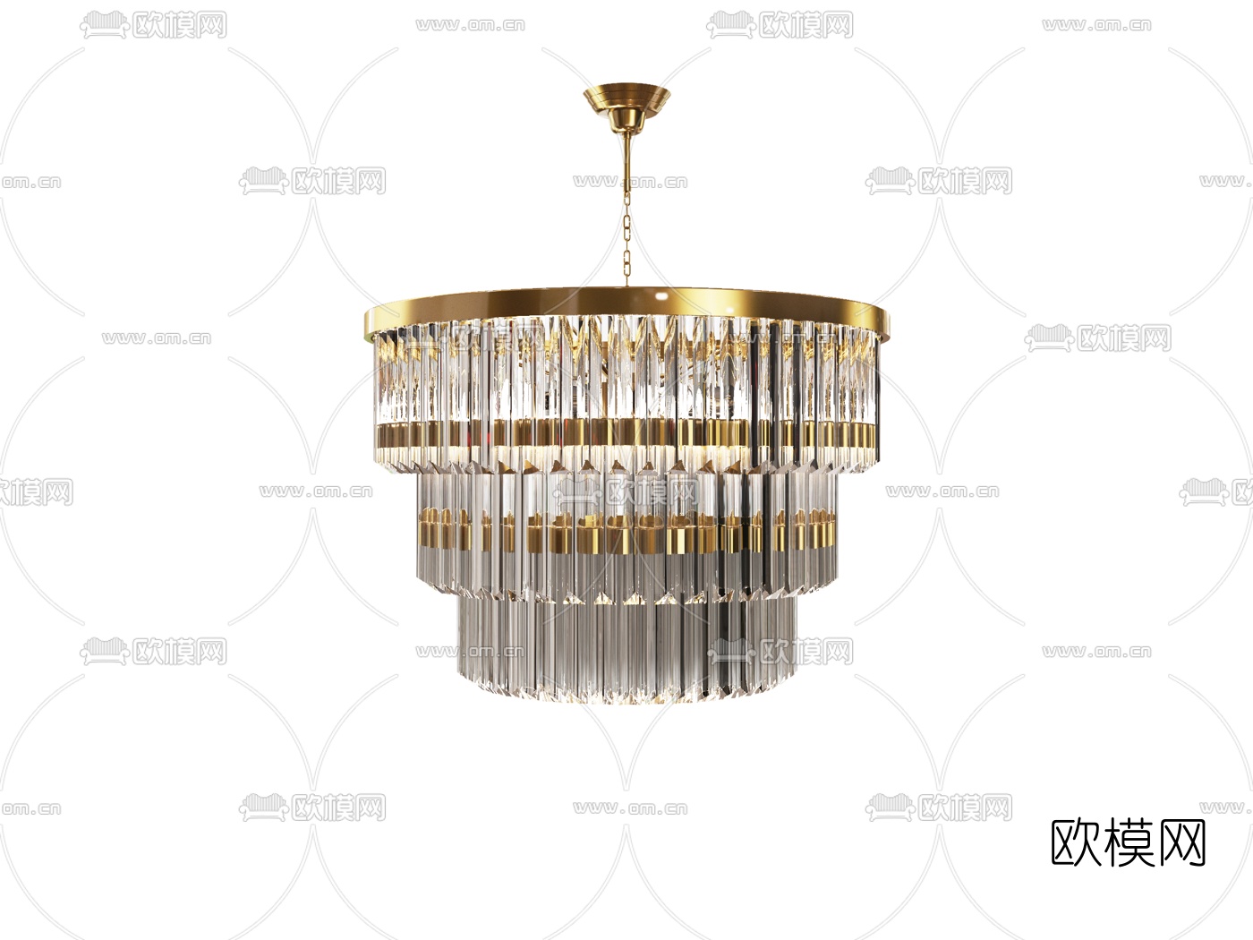 现代轻奢金属水晶吊灯组合3d模型下载（渲染图4）