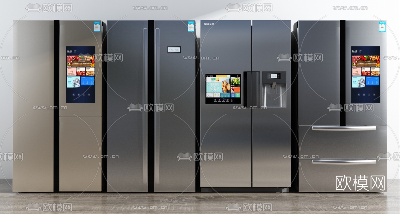现代智能双门冰箱3d模型