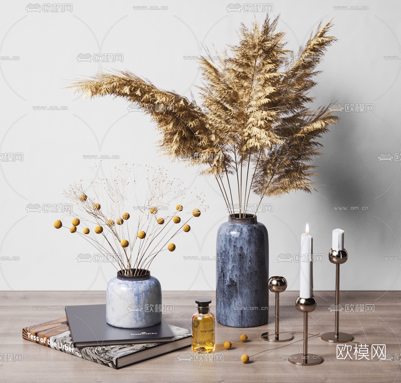 新中式干枝花瓶饰品摆件3d模型