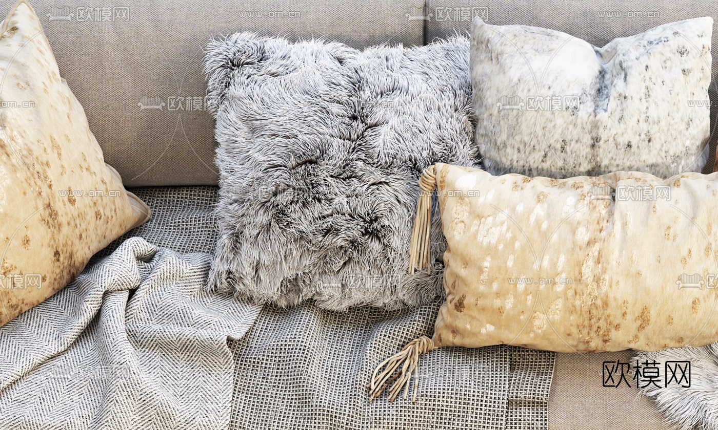 现代布艺双人沙发3d模型下载（渲染图2）