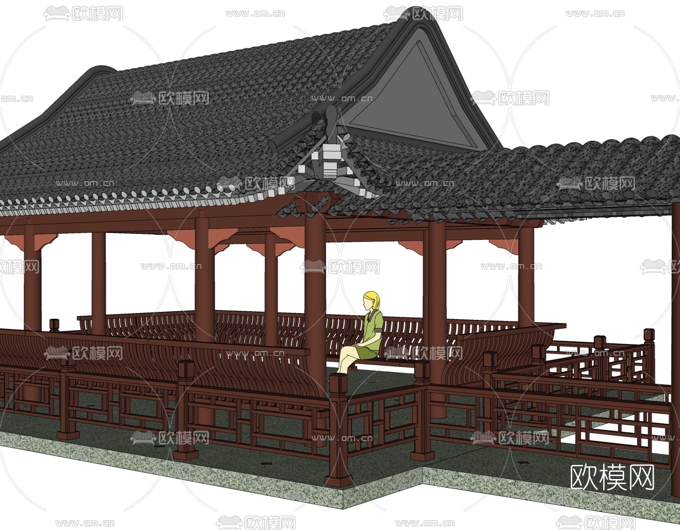 中式凉亭免费su模型下载