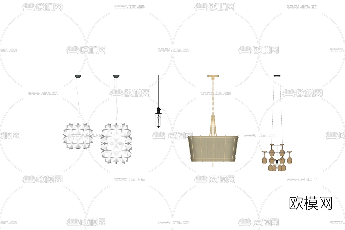 现代金属吊灯免费su模型下载