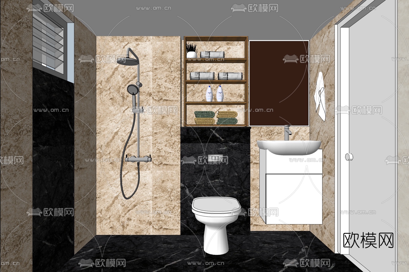 现代卫生间免费su模型下载