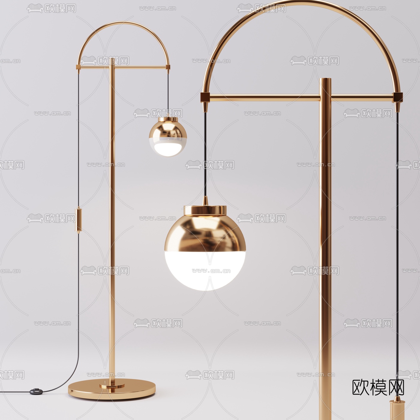 现代金属落地灯3d模型下载