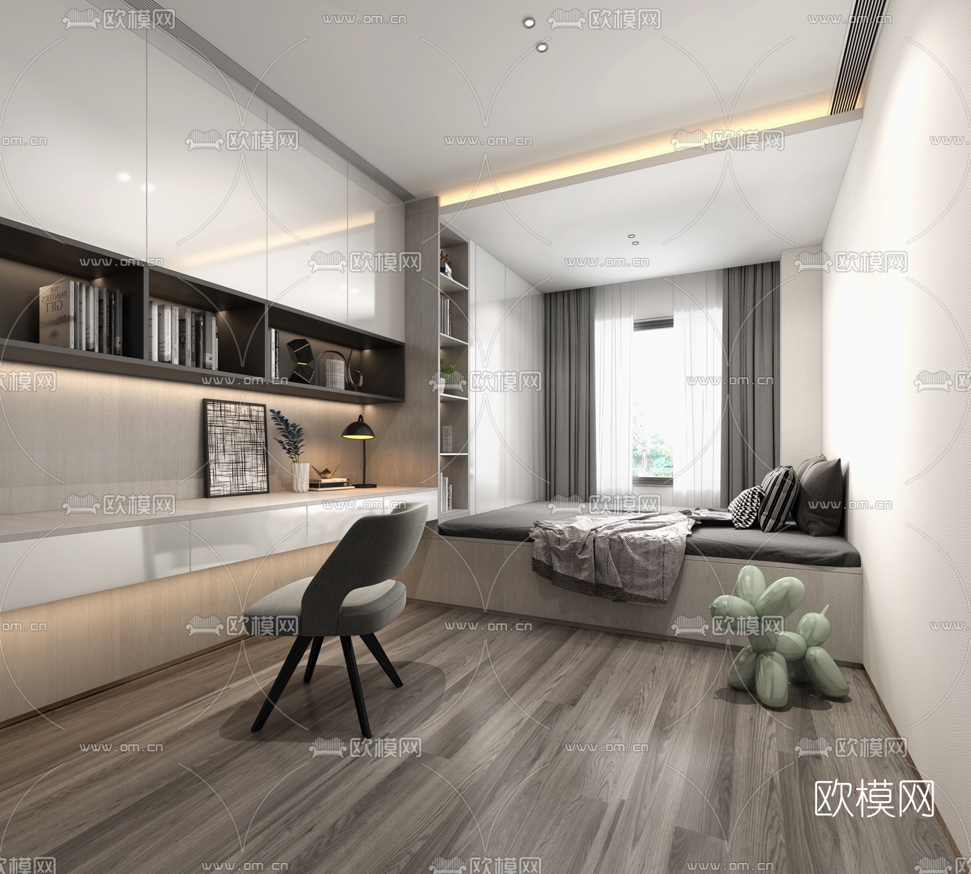 现代榻榻米卧室3d模型