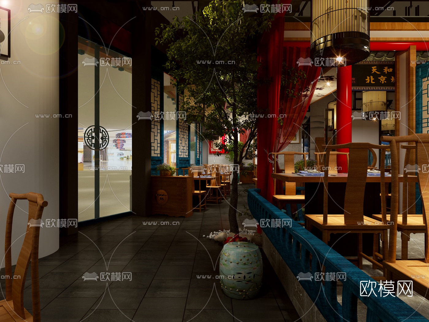 中式北京烤鸭店免费3d模型