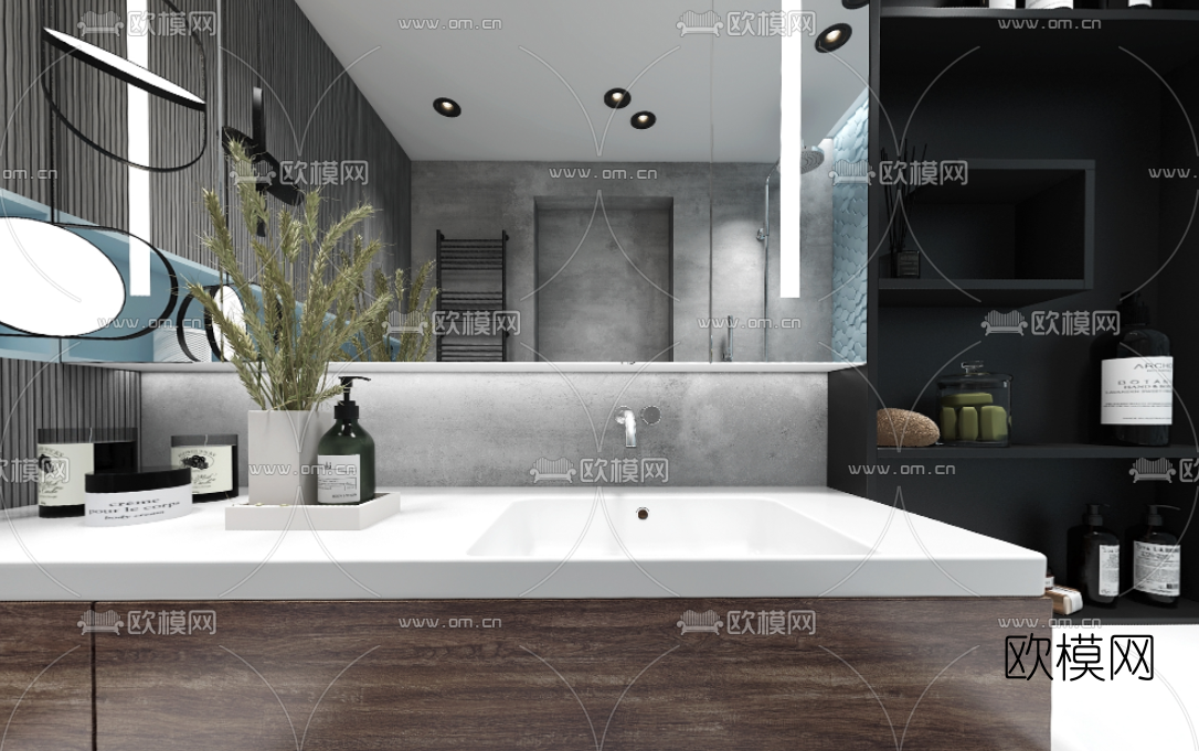 现代简约卫生间浴室vr全景3d模型