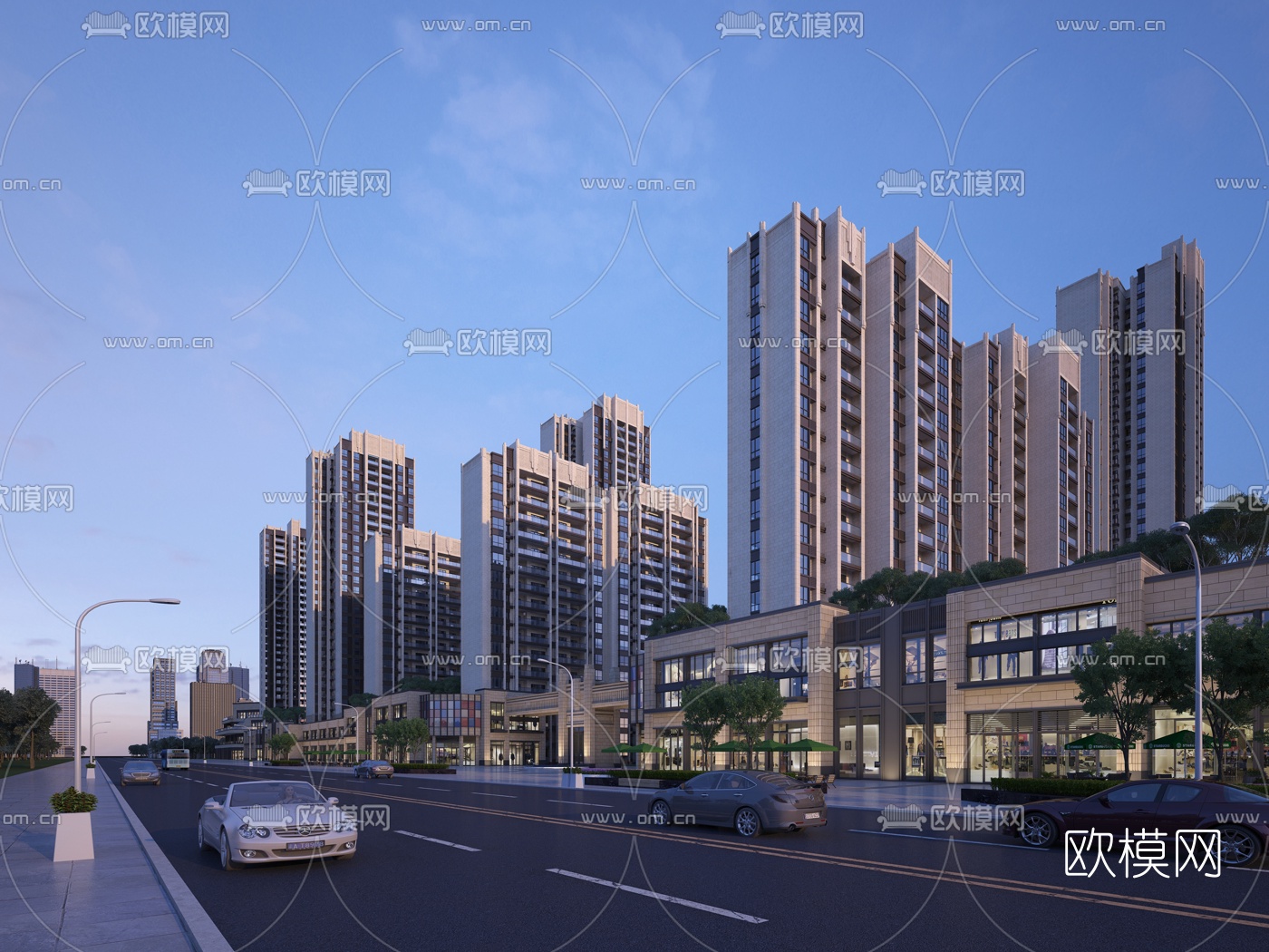 简欧住宅小区外观3d模型