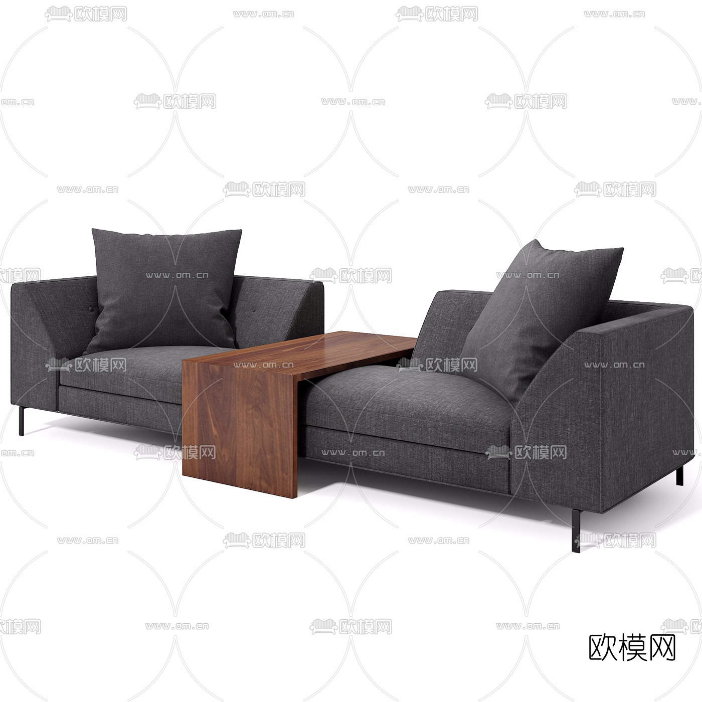 现代卡座多人沙发3d模型