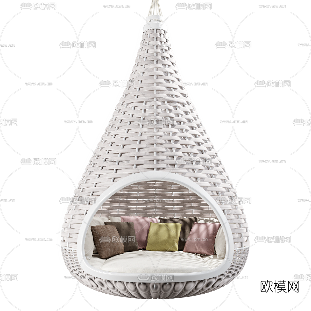 现代户外创意藤编沙发吊椅3d模型下载（渲染图1）
