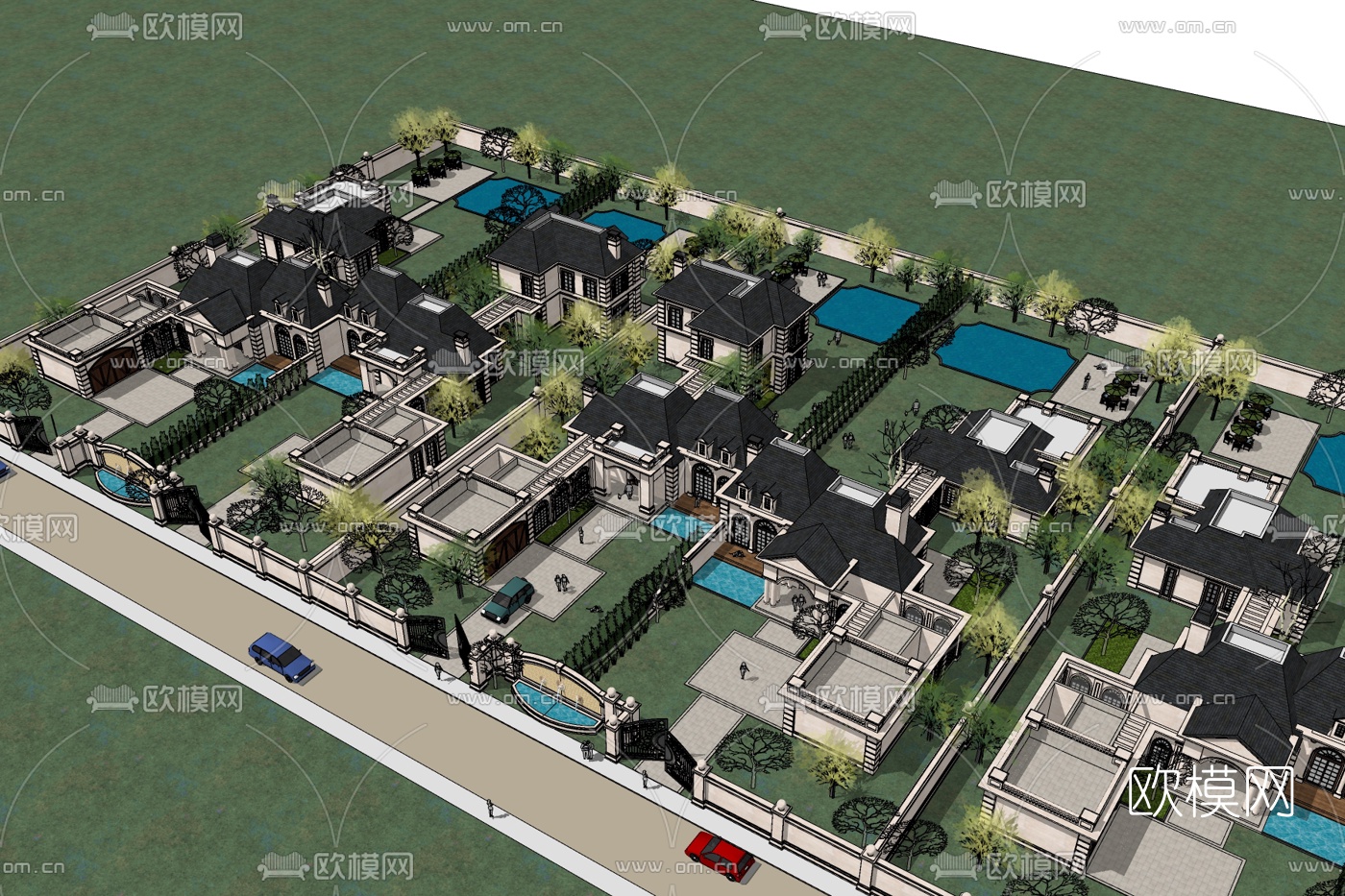 欧式别墅规划免费su模型下载