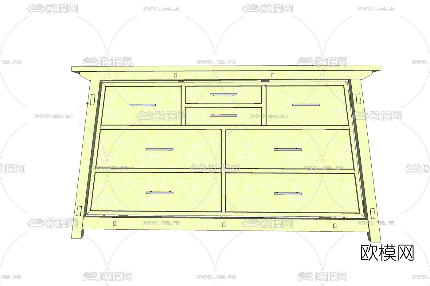 简欧实木边柜免费su模型下载