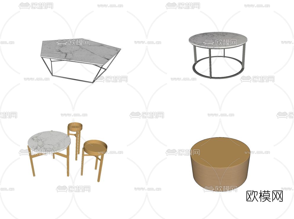现代轻奢茶几su模型下载