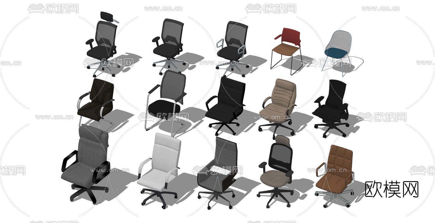 现代班椅职员椅su模型下载
