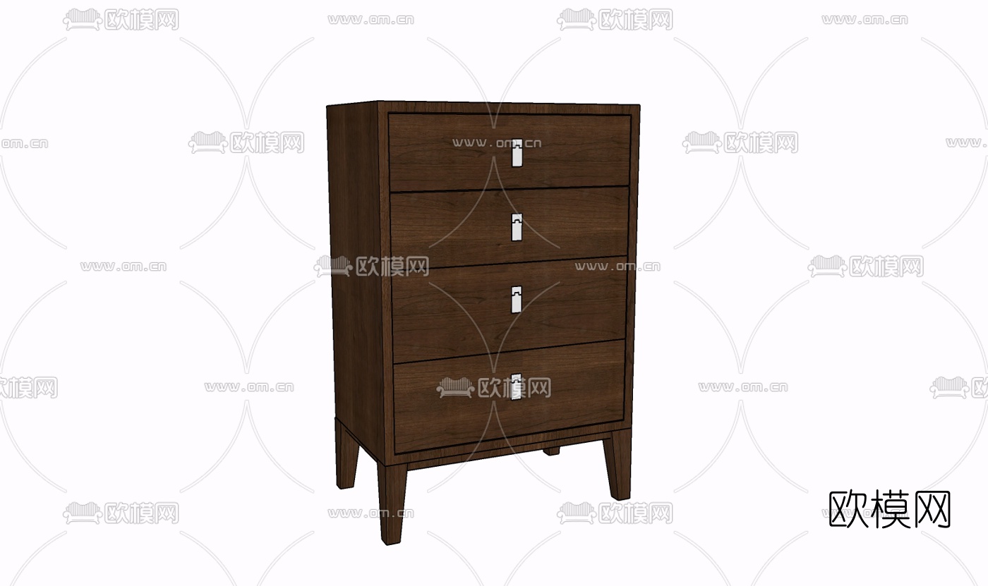 现代实木斗柜免费su模型下载