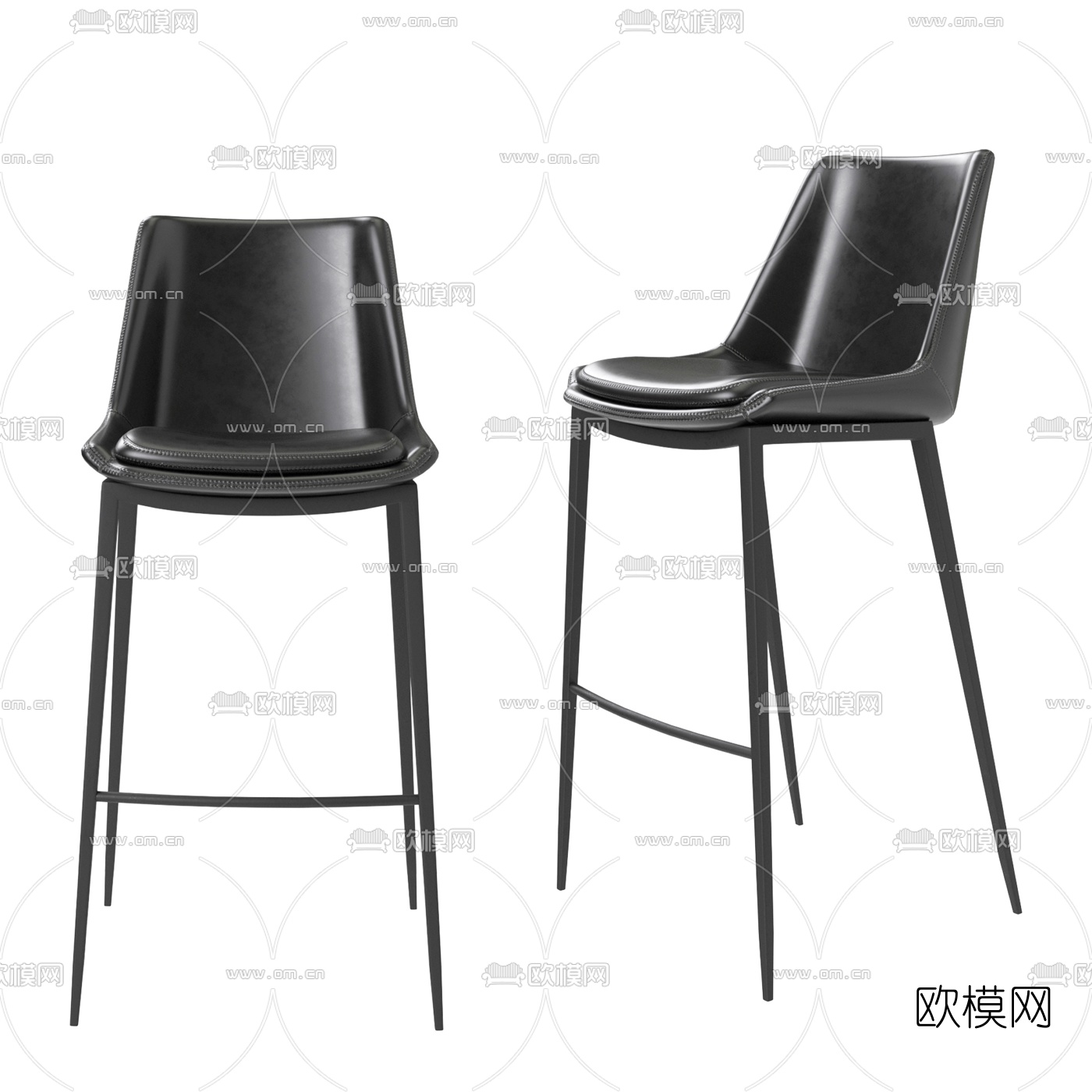 现代皮革吧椅3d模型