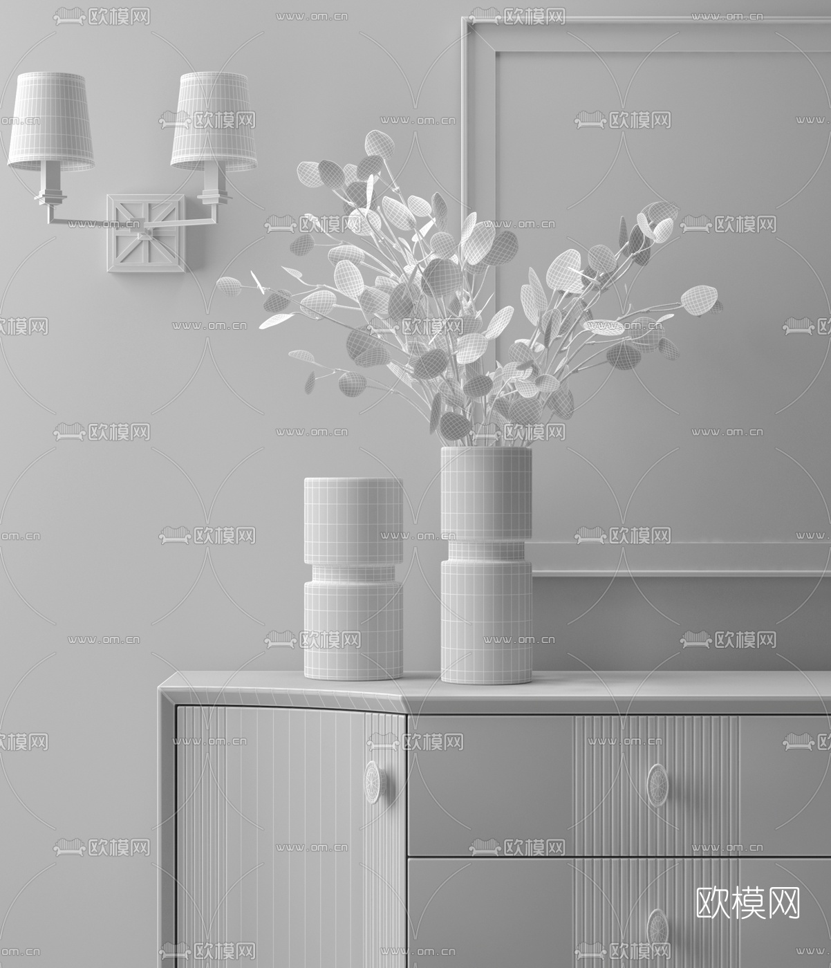 现代插花摆件3d模型