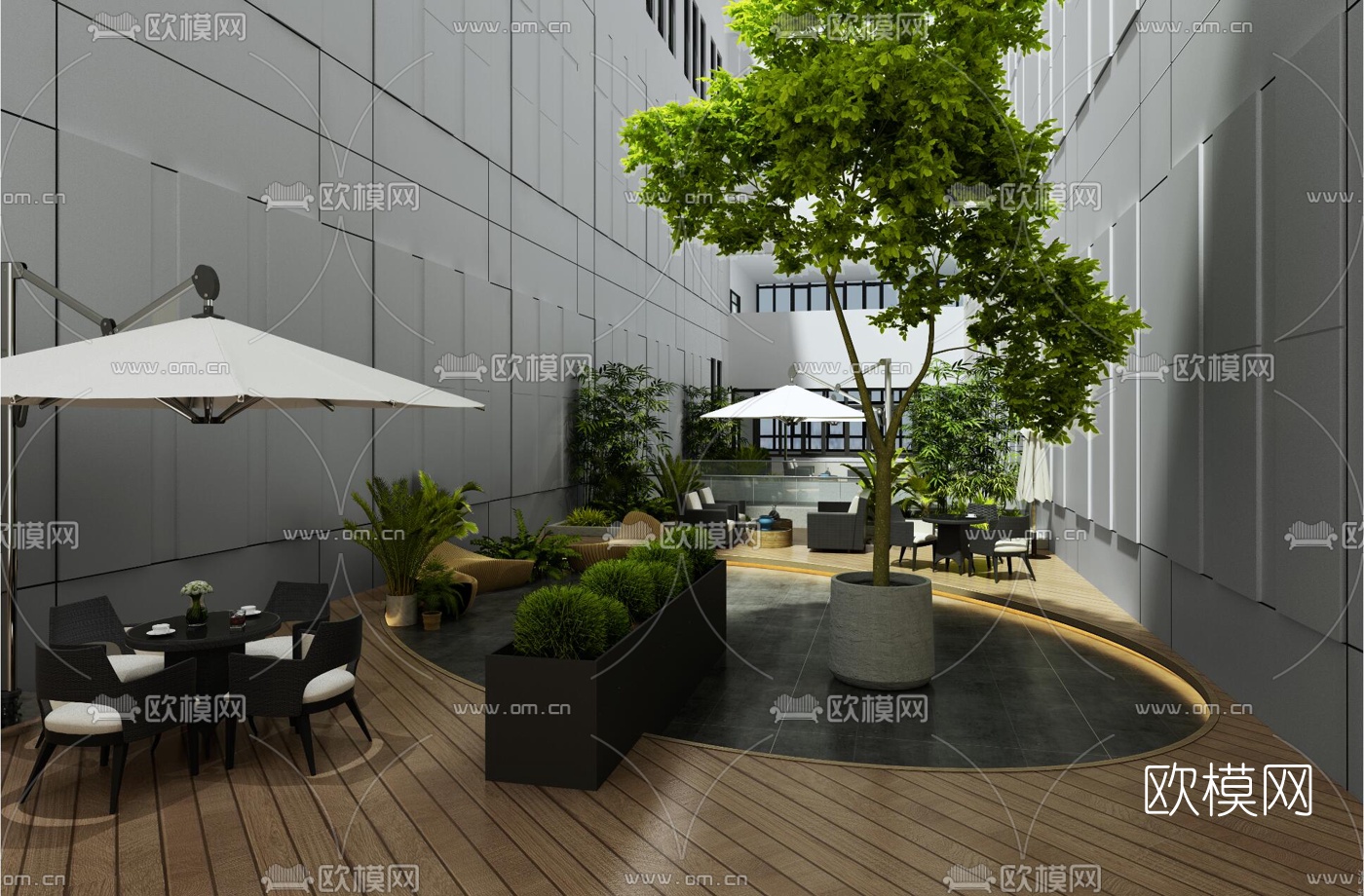 现代露台办公休息区3d模型