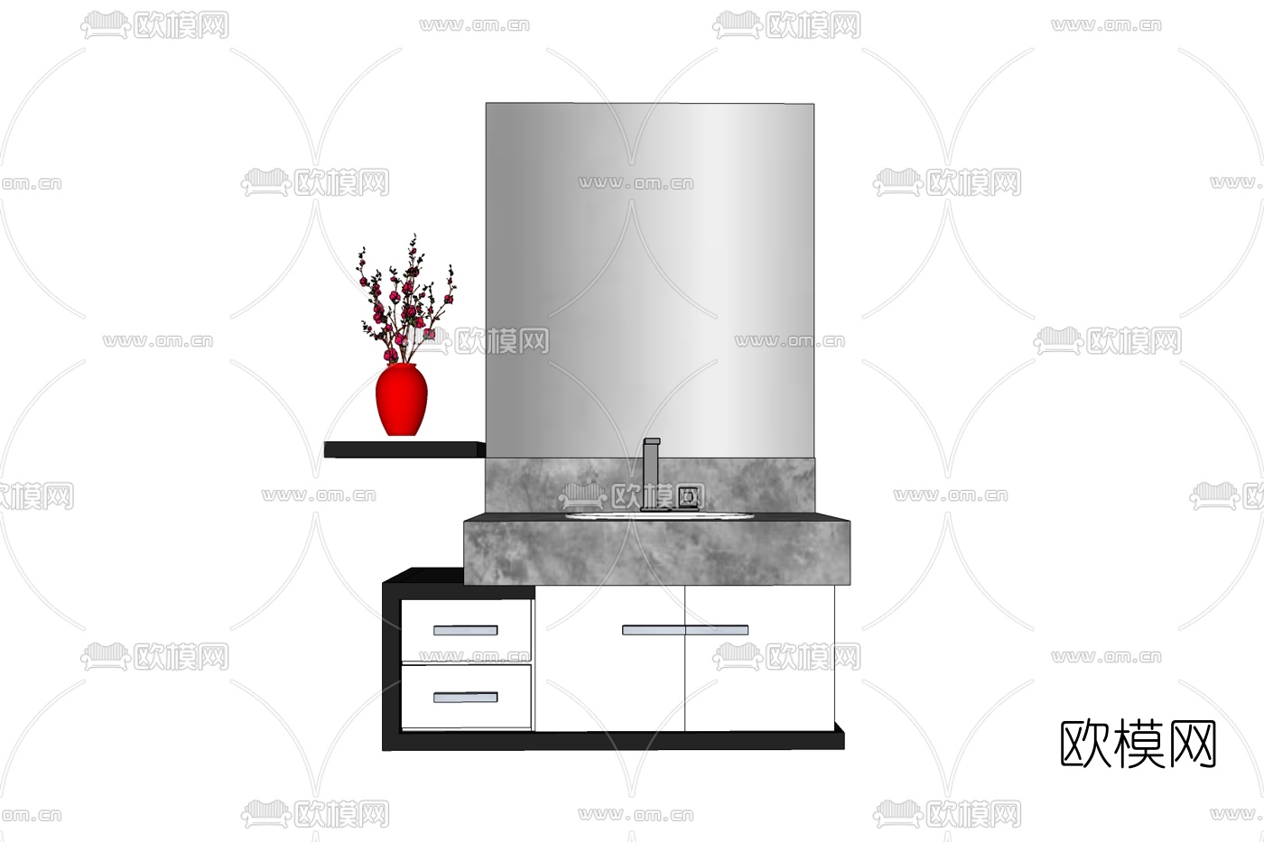 现代浴室柜洗手台su模型下载