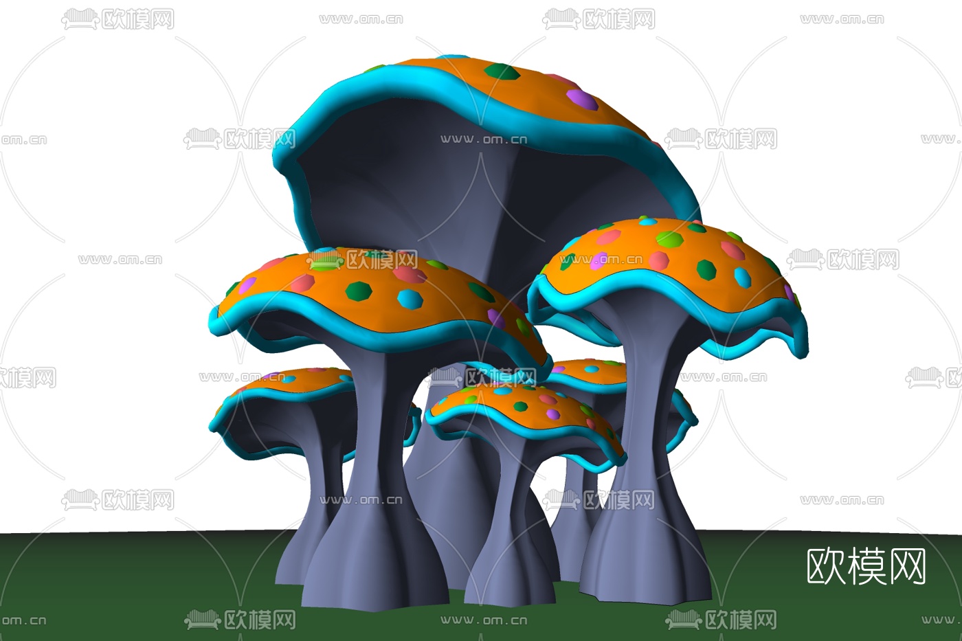 现代蘑菇雕塑景观小品免费su模型下载