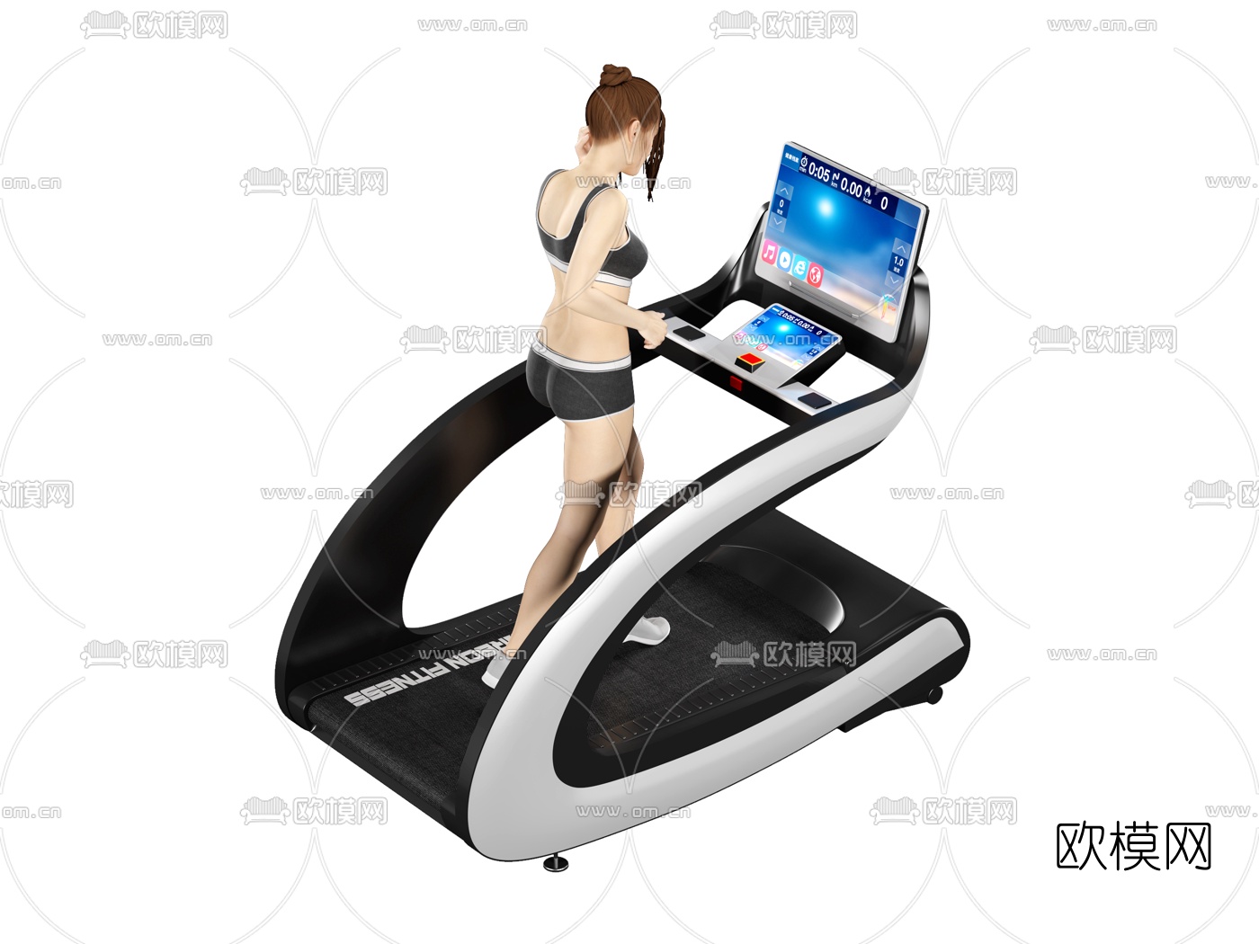 现代运动人物跑步机3d模型